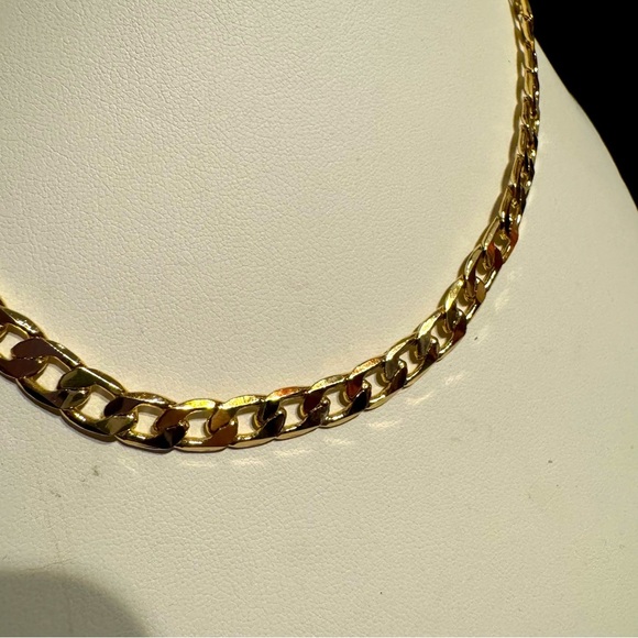 NWOT gold tone Curb Chain necklace & bracelet set unisex - Picture 2 of 4